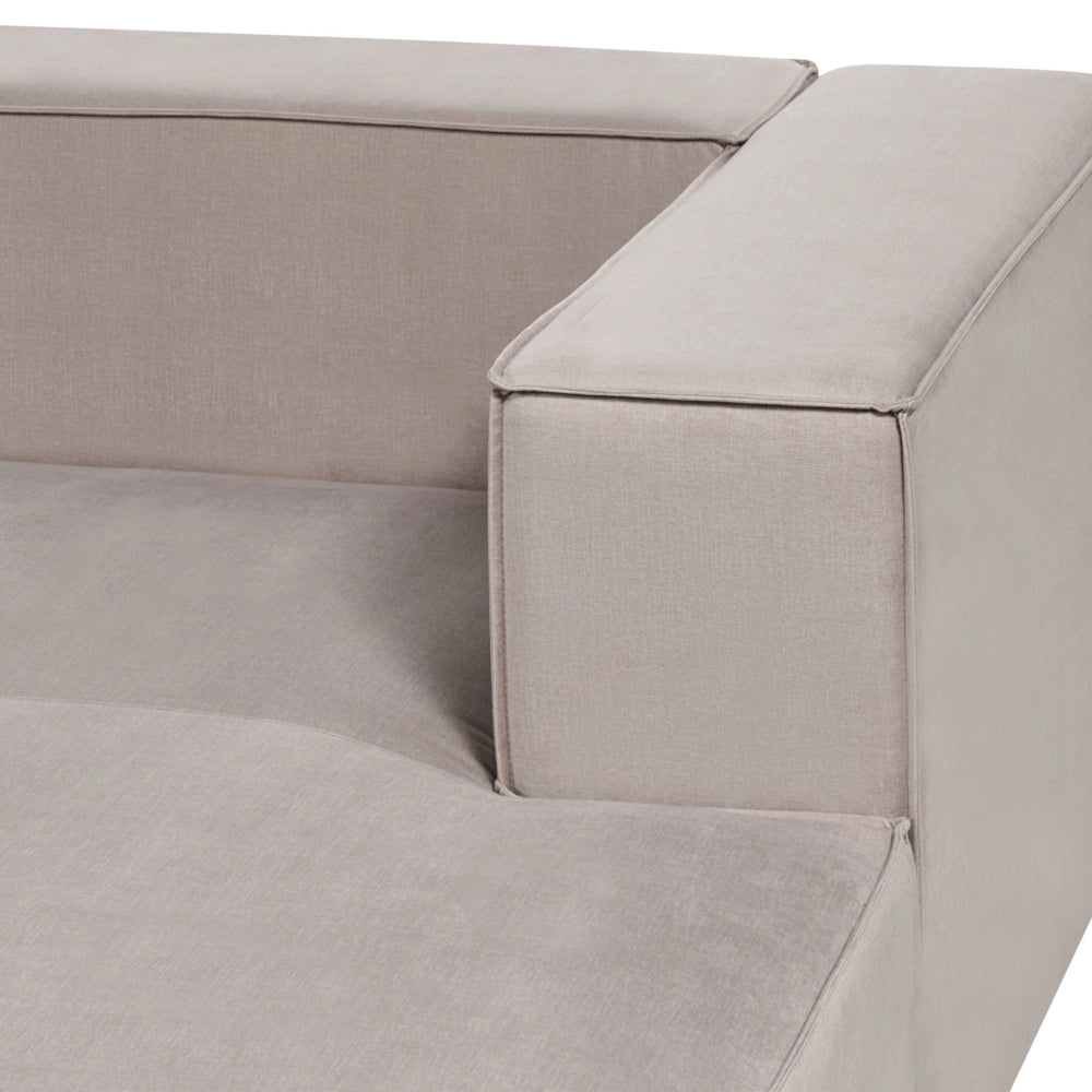 Divano angolare a 2 posti a destra in tessuto grigio talpa con braccioli imbottiti Stile minimalista
