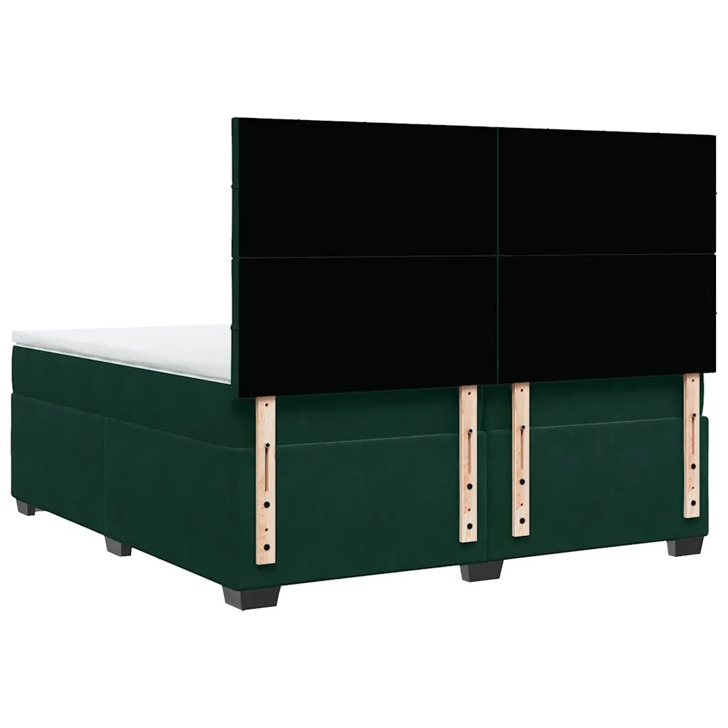 Giroletto a Molle con Materasso Verde Scuro 200x200 cm Velluto 3291005