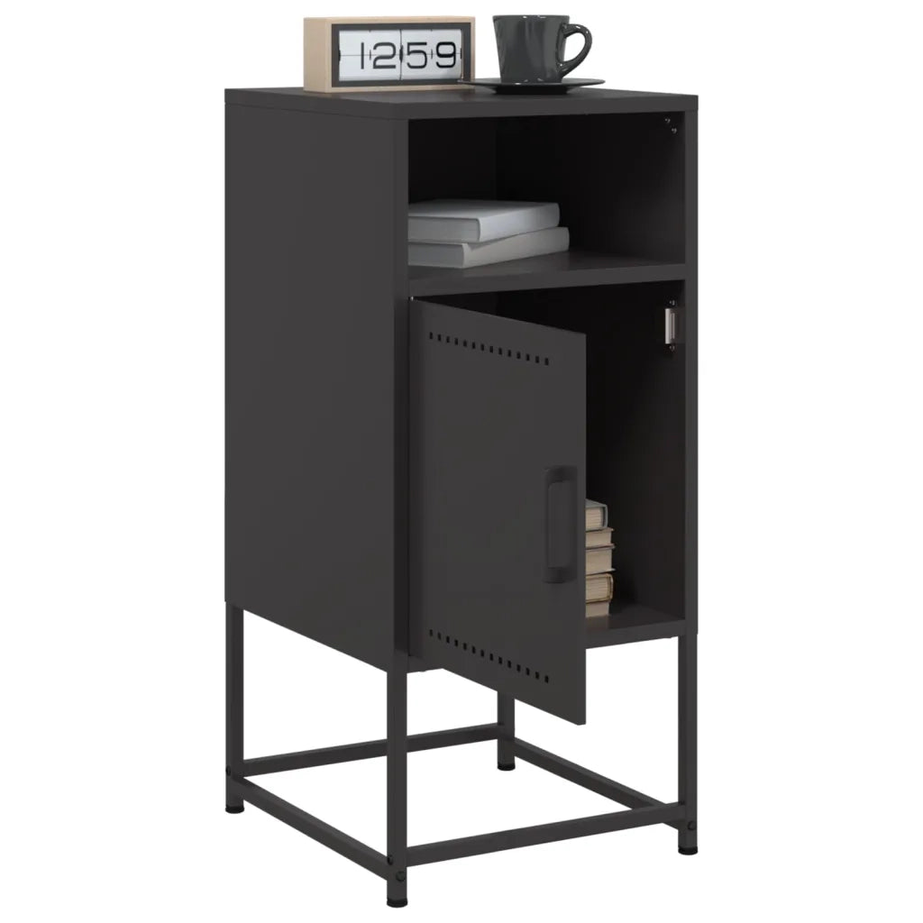 Comodini 2 pz-Set di 2 Tavolino da notte Neri 36x39x78 cm in Acciaio 598655