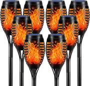 Lanterne solari per esterno da giardino su energia solare 8-pack 12 LED luce a fiamma realistica lampada per sentiero IP65 impermeabile per terrazza giardino prato (8-pack)