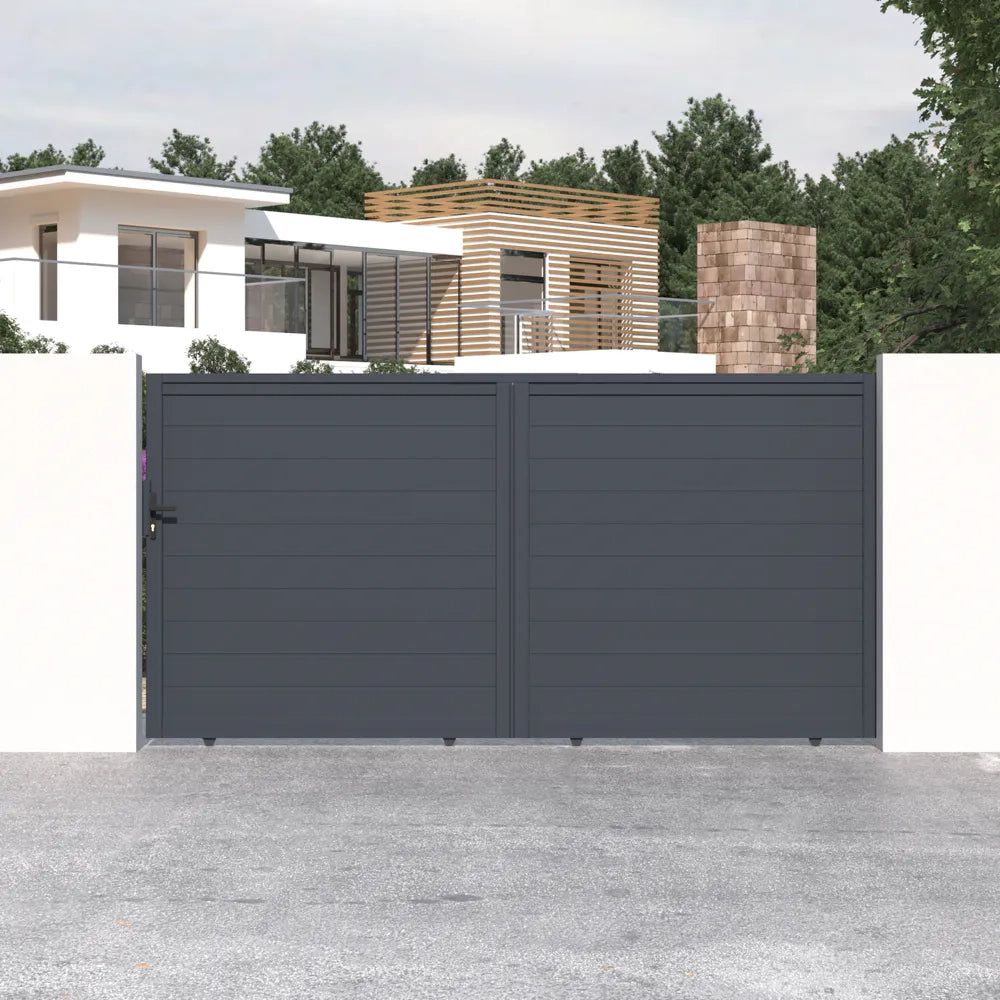Cancello in alluminio scorrevole 350x173cm grigio freddo