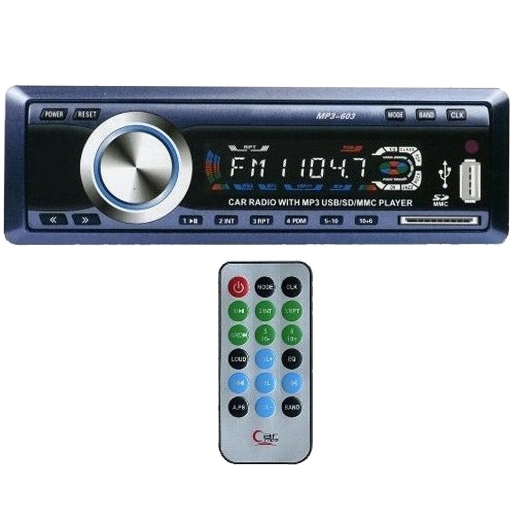 Trade Shop - Autoradio Fm Stereo Auto Lettore Mp3 Usb Sd Card Ingresso Aux Wma Radio 603 -