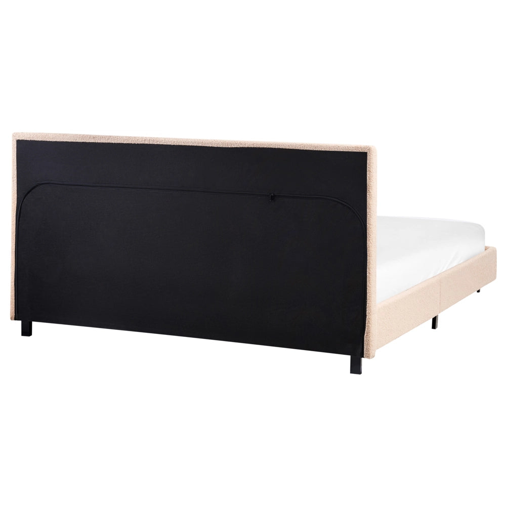 Letto ad acqua bouclé beige 160 x 200 cm con materasso poggiatesta Design moderno