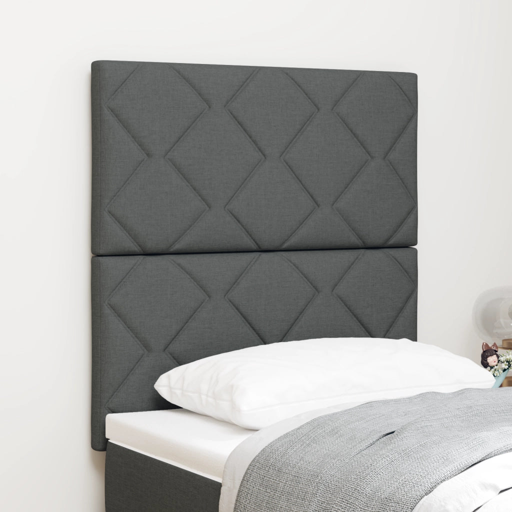 Testiera Design a Blocchi di Diamante Grigia Scura 80 cm in Tessuto