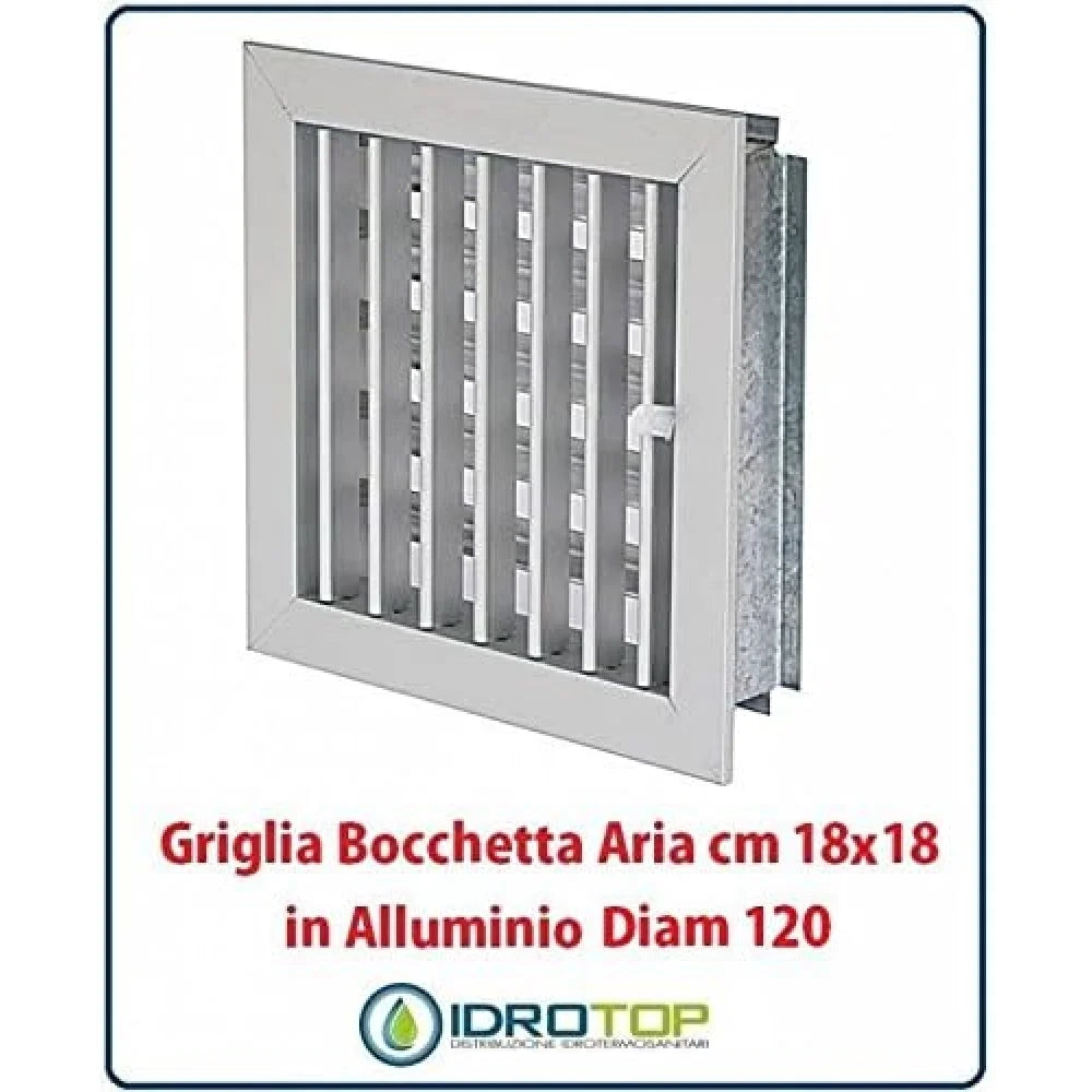 Griglia regolabile con telaio e serranda alluminio 180x180 mm ve