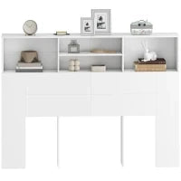 Testiera Letto con 4 Scomparti Aperti, 140 x 19 x 103,5 cm, Bianco