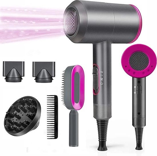 Sfera 2000 W con concentratore e diffusore - miglioramento delle ondulazioni e delle onde - riduzione del frizz - asciugacapelli professionale portatile - capelli con testa normale Asciugacapelli