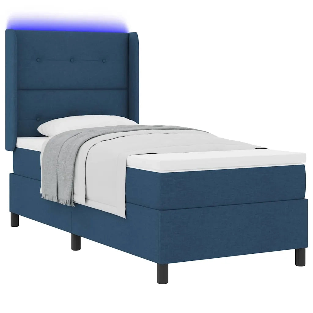 Letto a Sorgente LED con materasso Blu 90 x 200 cm Tessuto 3343489