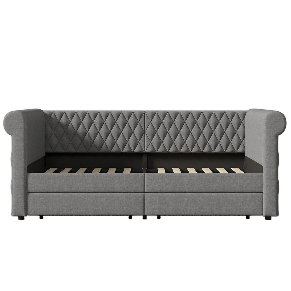 Letto a sedia con 2 cassetti 90x200 cm Grigio-Xylo