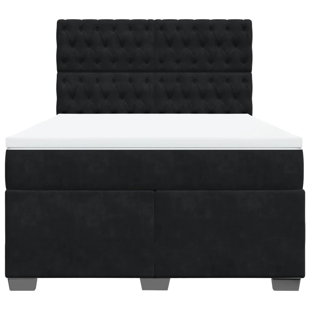 vidaXL Giroletto a Molle con Materasso Nero 140x200 cm in Velluto