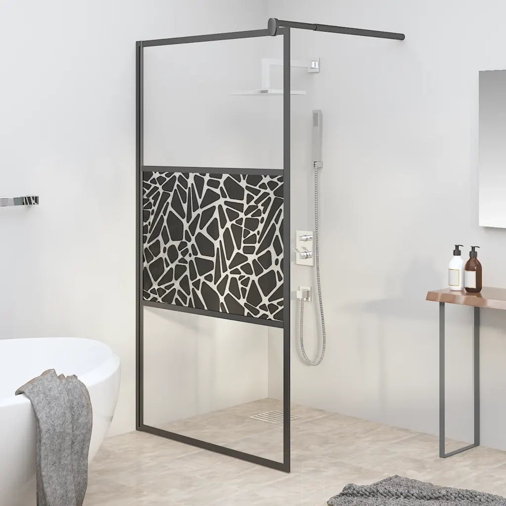 Parete Doccia Walk in 115x195 cm Vetro ESG e Design Pietre Nero CFW5546882