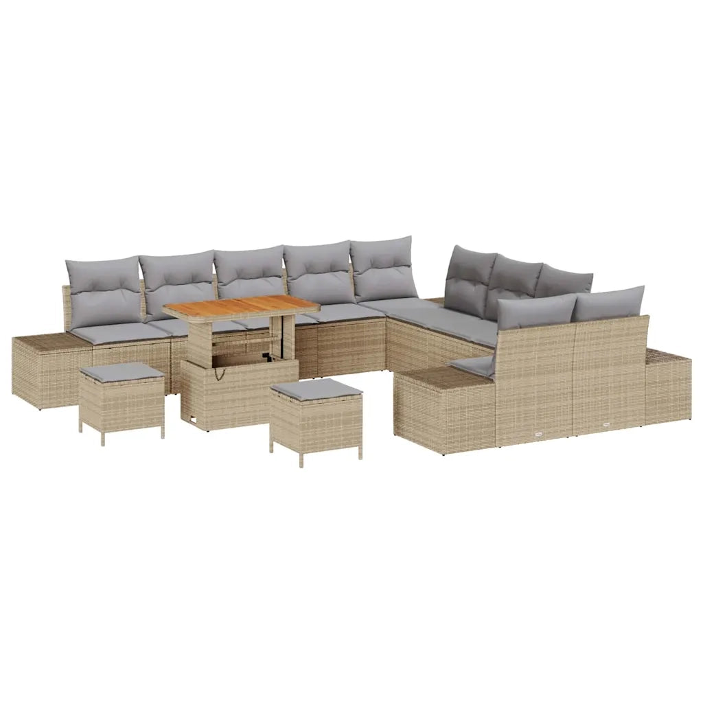 Set Divano da Giardino con cuscino 13 pcs Beige polyrattan 3362847