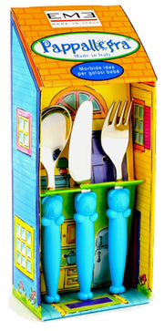 Set Posate per Bambini in Acciaio Eme Pappallegra Azzurro