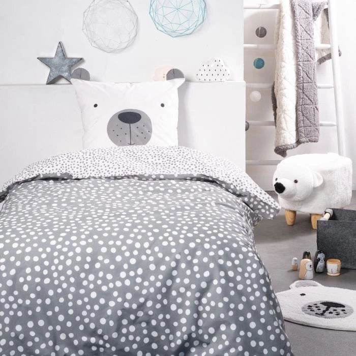 Completo letto TODAY - copripiumino 140x200 + 2 federe 63x63 - 1 persona - FUNNY2.6 - Grigio