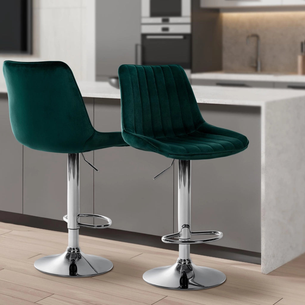 2er Set Barhocker Toni Samt chrom