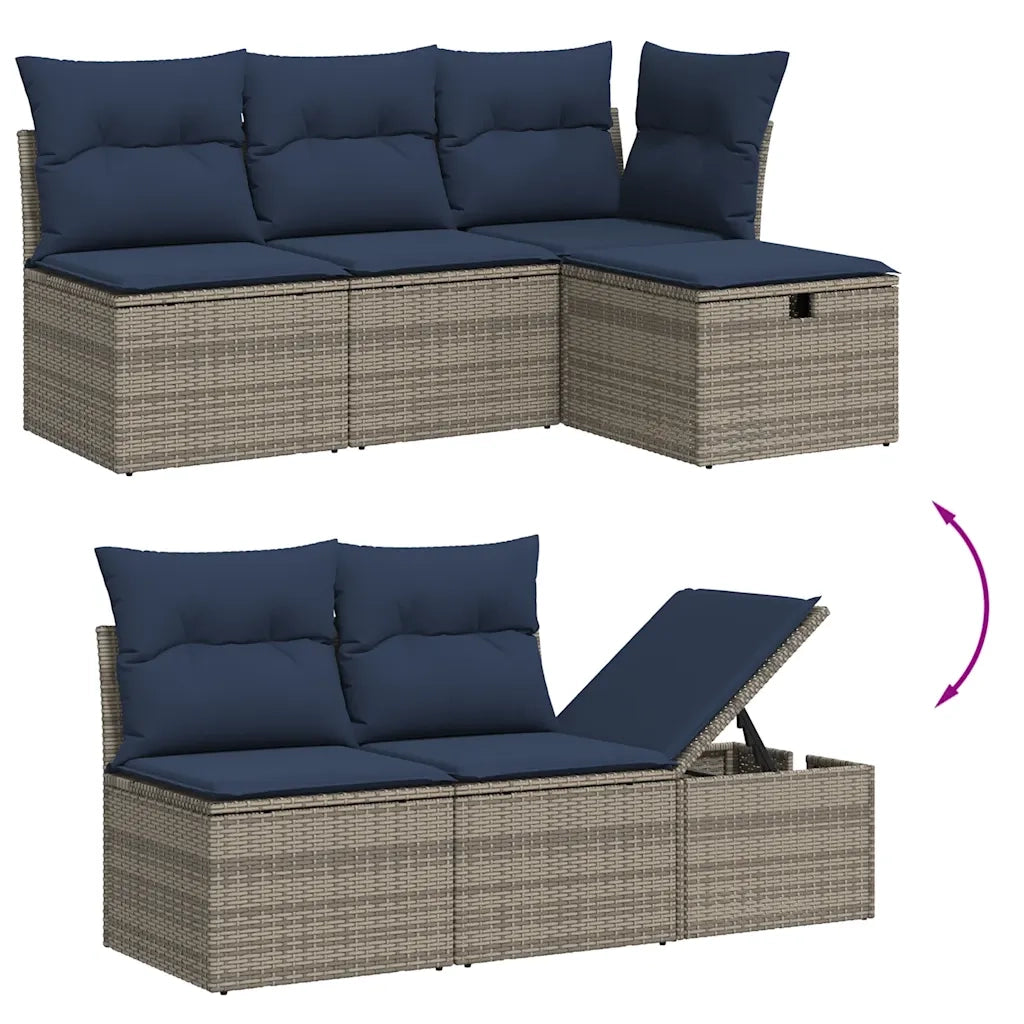 Set Divani da Giardino 9 pz con Cuscini Grigio in Polyrattan 3275518