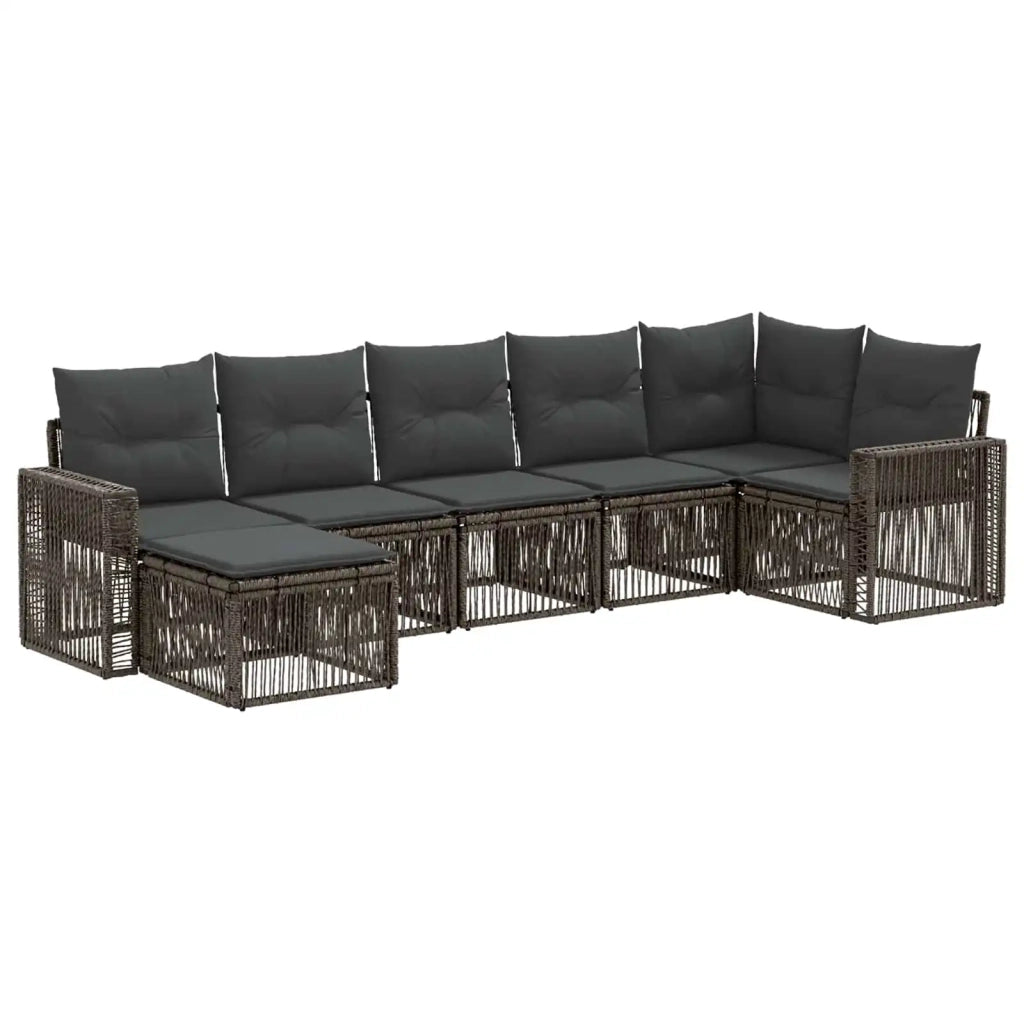 Set Divano da Giardino 7 pcs Grigio e Grigio Scuro polyrattan 3435197