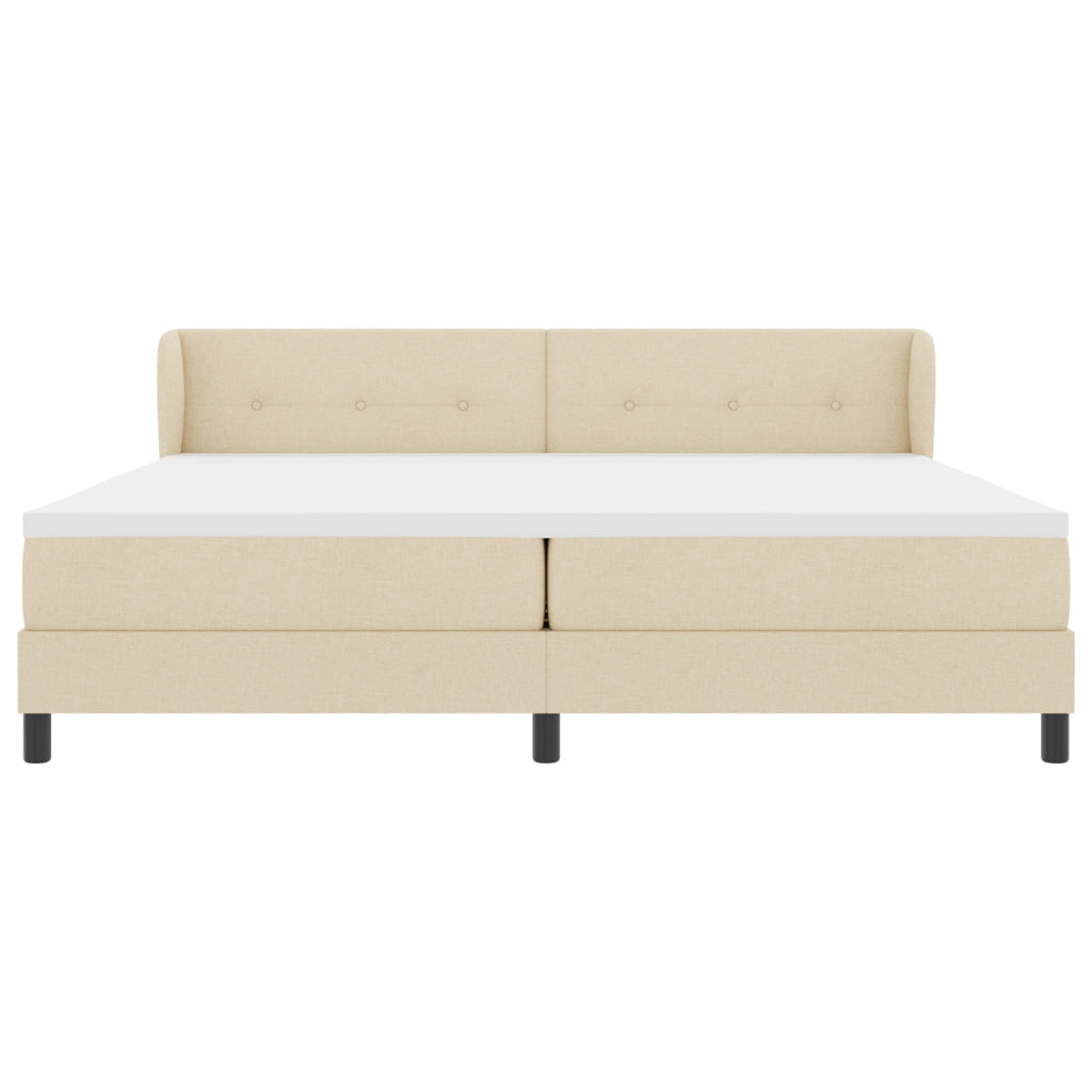 Letto Box Spring con Materasso Crema 200x200 cm Tessuto