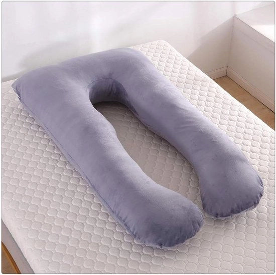 Supporto alla Maternità per la Gravidanza - Cuscino Body/Bolster con Copertura Removibile a Maglia di Cotone - Suede Grigio Scuro - 60x110cm