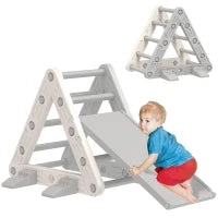 Struttura per Arrampicata per Bambini di 18-48 Mesi con Scivolo e Rampa 130x80x69 cm Grigio e Bianco