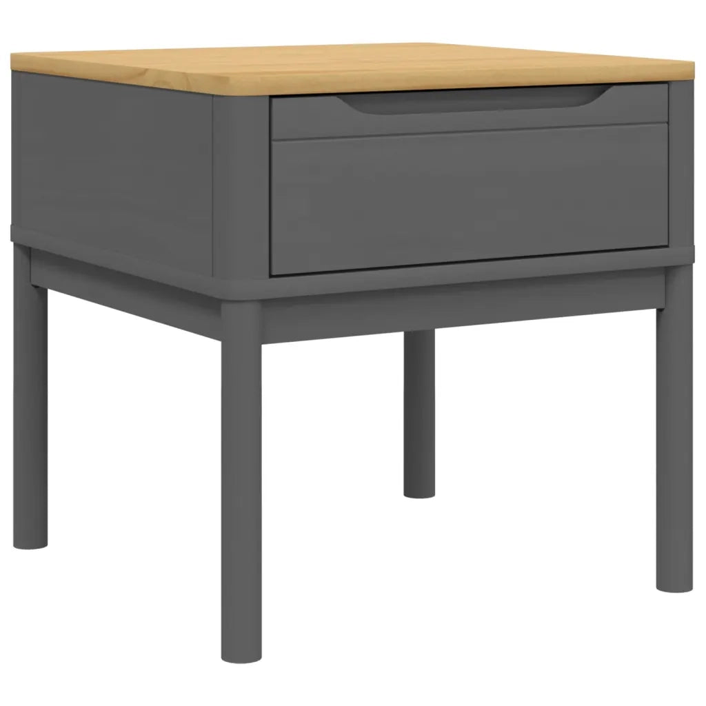 Tavolo per Lampada FLORO Grigio 55x55x54 cm Legno Massello Pino 374028