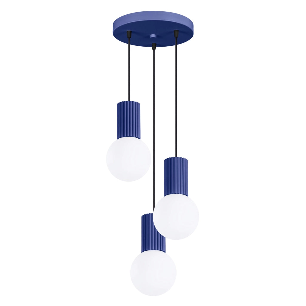 Lampadario moderno tondo 3 sfere vetro ultramarino G9