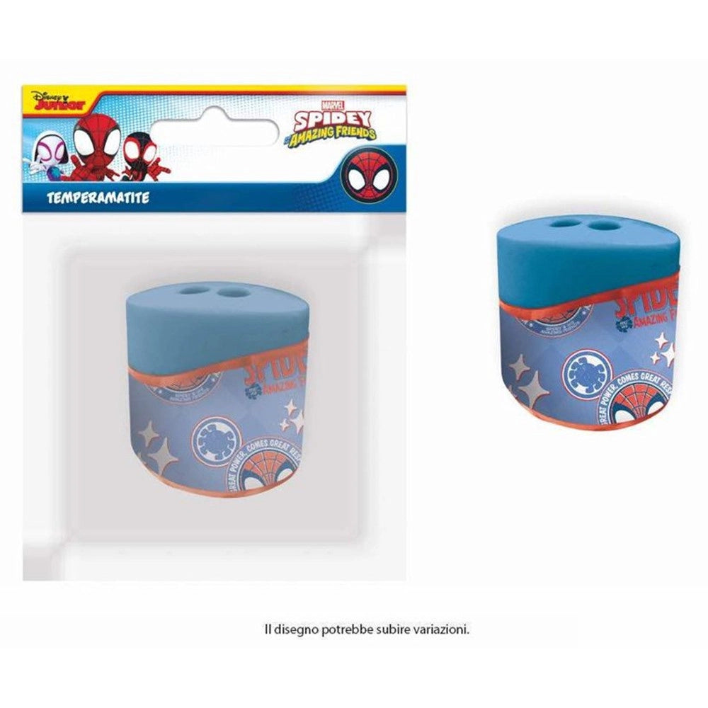 Trade Shop - Temperamatite Ovale A 2 Fori Con Serbatoio Spidey Cancelleria Scuola Bambini 960498 -