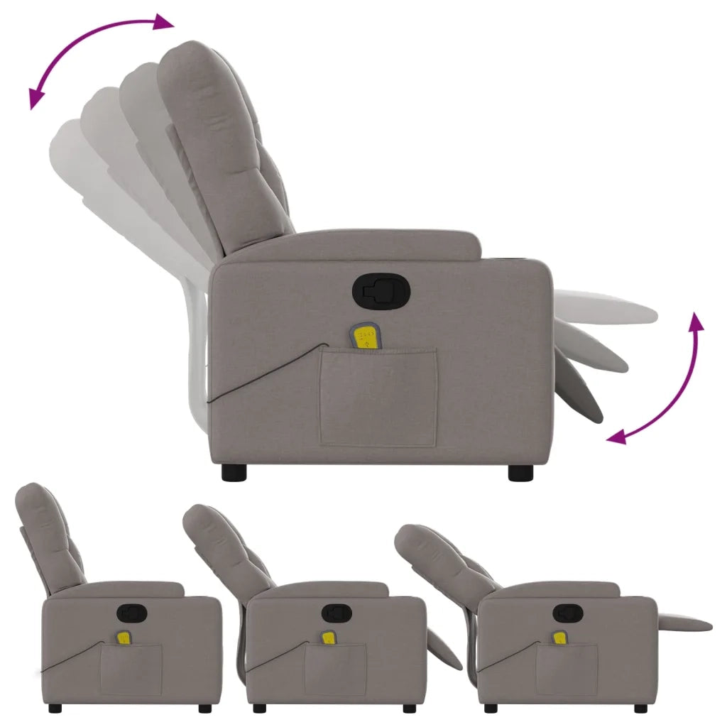 Divano Sedia-Poltrona Massaggiante Reclinabile Tortora in Tessuto 394508