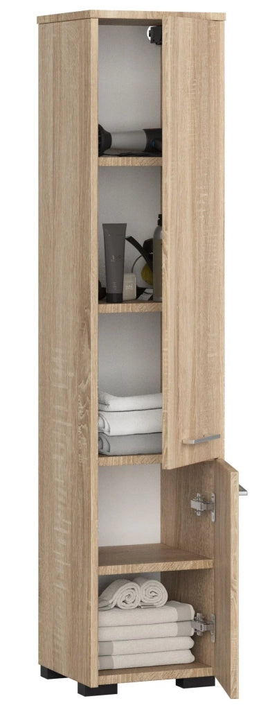 Colonna da bagno AKORD FIN Sonoma Quercia 30 cm 2 ante 30x30x140 cm