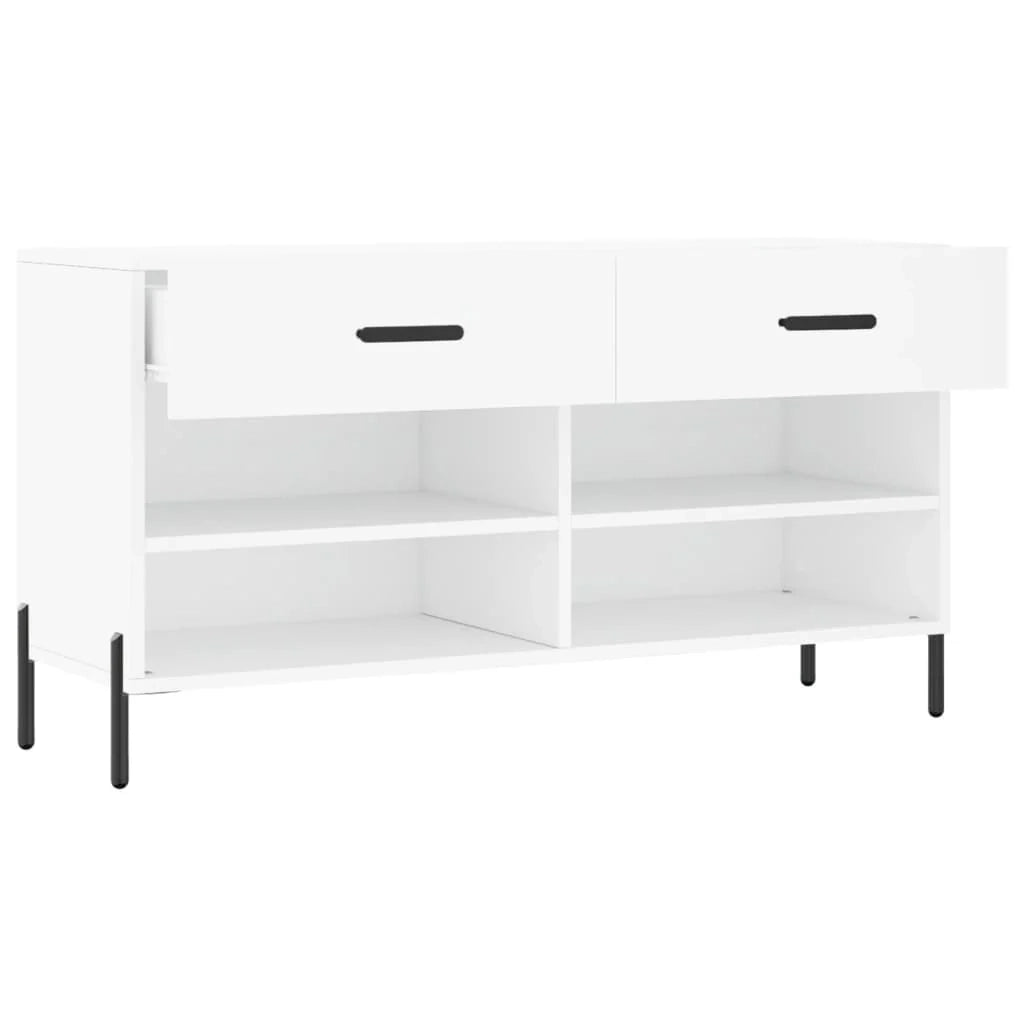 Panca portascarpe/stivali cassettiera scaffale mobiletto portaoggetti per ingresso 102 x 35 x 55 cm legno ingegnerizzato bianco 02_0022883