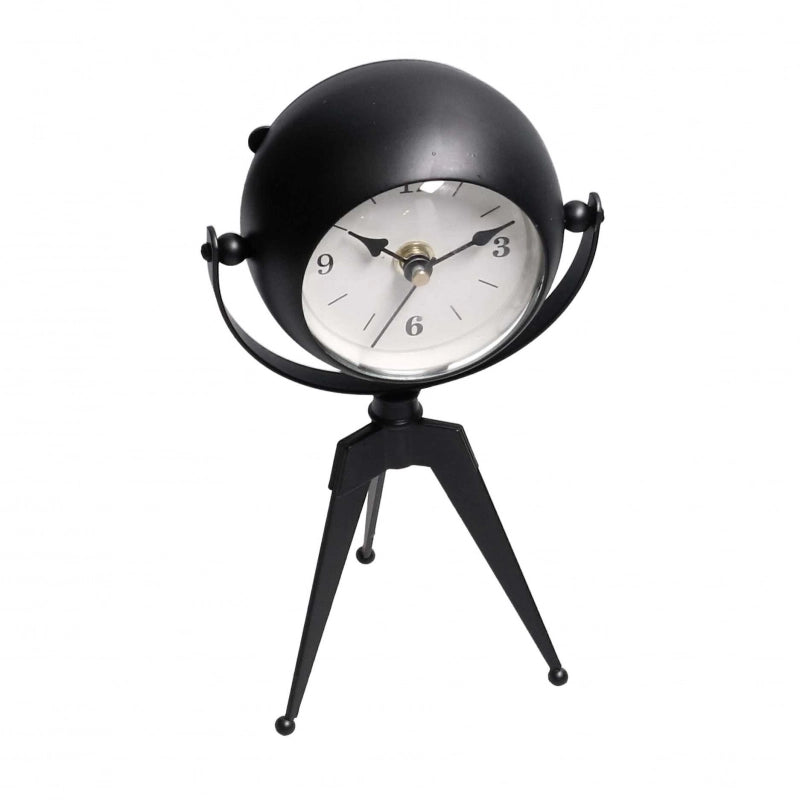Orologio da tavolo metallo nero quadrante bianco cm 11x8h20