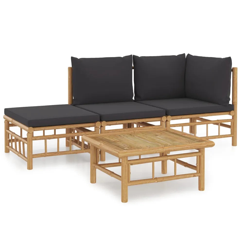 Set Salotto da Giardino 4pz con Cuscini Grigio Scuro BambÃ¹