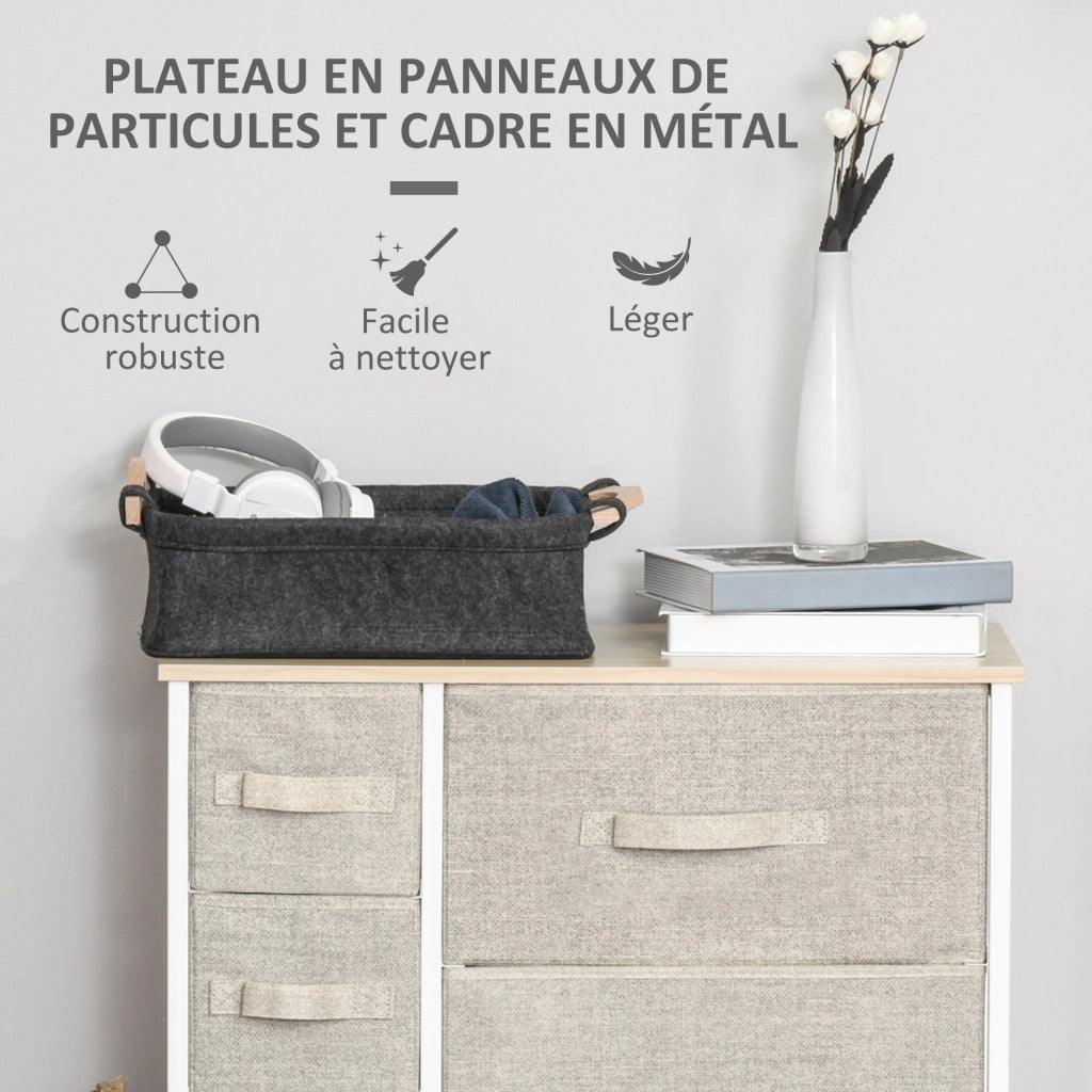 Cassettiera con 7 cassetti in tessuto ¨C zephmum ¨C 63.5x30x71 cm grigio