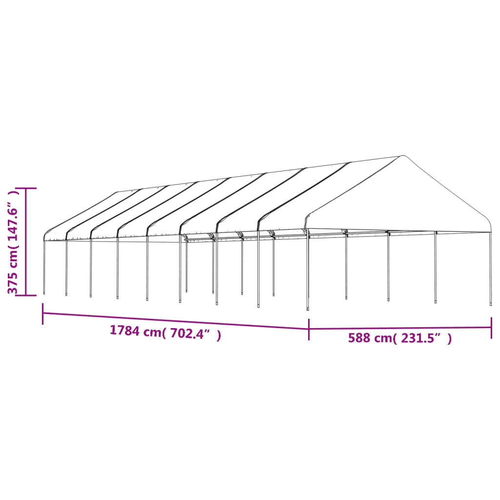 Gazebo con Tetto Bianco 17,84x5,88x3,75 m in Polietilene 3155524