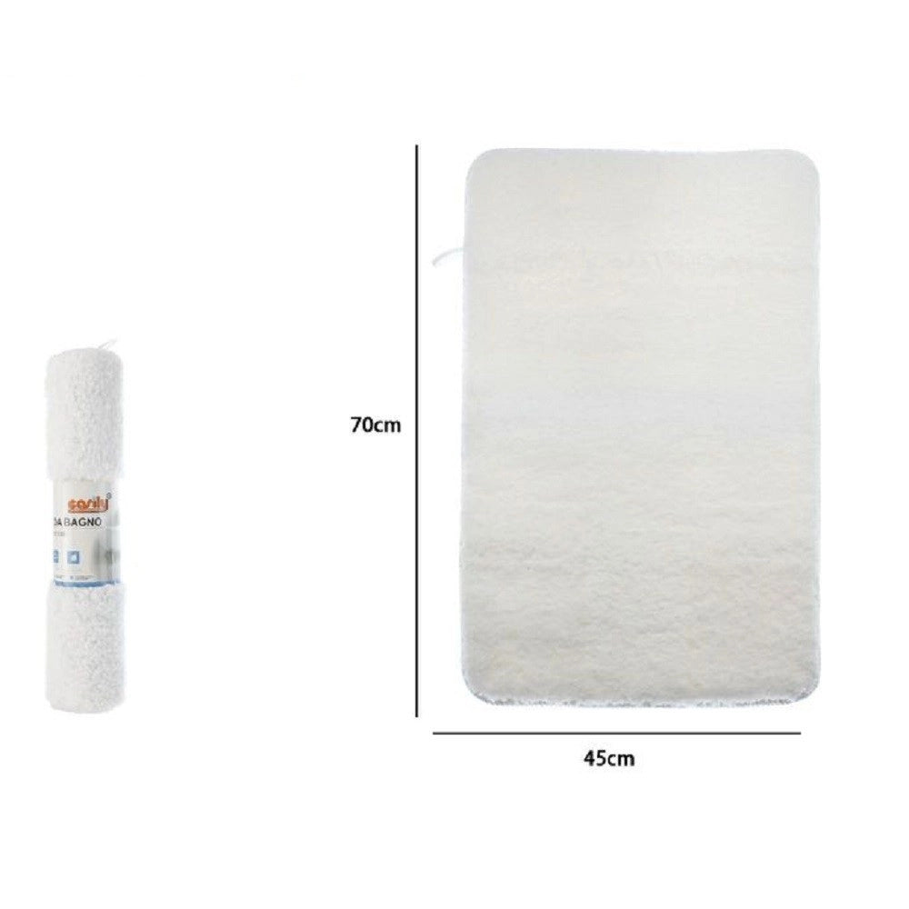 Trade Shop - Tappeto Tappetino In Tessuto Morbido Per Arredo Bagno 45 X 70 Cm Bianco 79921 -