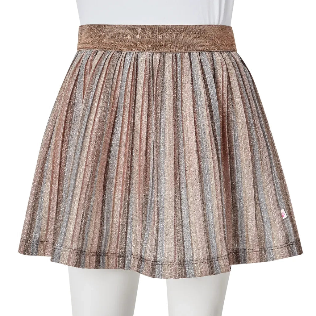 Gonna Plissettata da Bambina con Brillantini Marrone e Rosa 104 CFW7438343