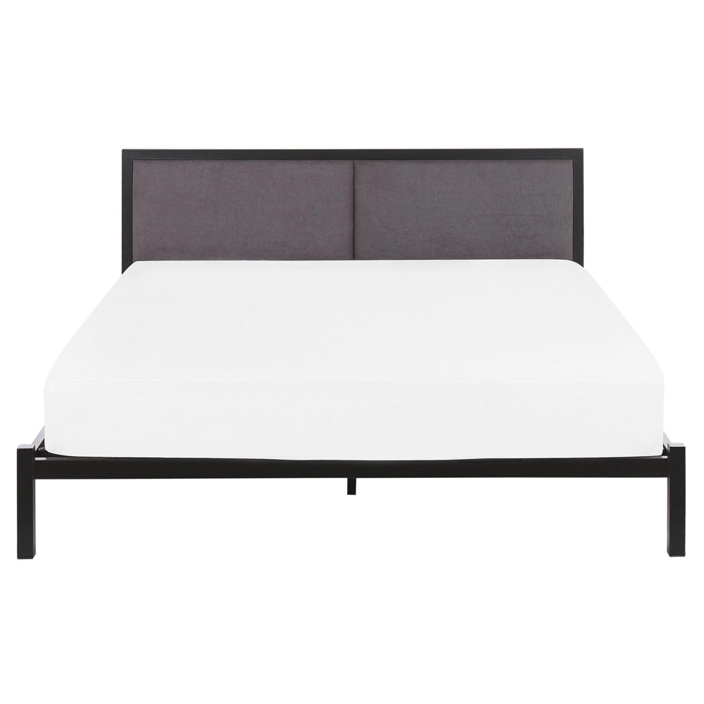 Struttura del letto in metallo Nero e Grigio 160 x 200 cm imbottita a doghe minimalista