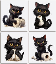 Decale per Coperchio di Vasca da Bagno - Sticker di Gatto divertente - Disegno di Gatto Nero - Decali Autoadesivi acqua-resistenti 4 stili