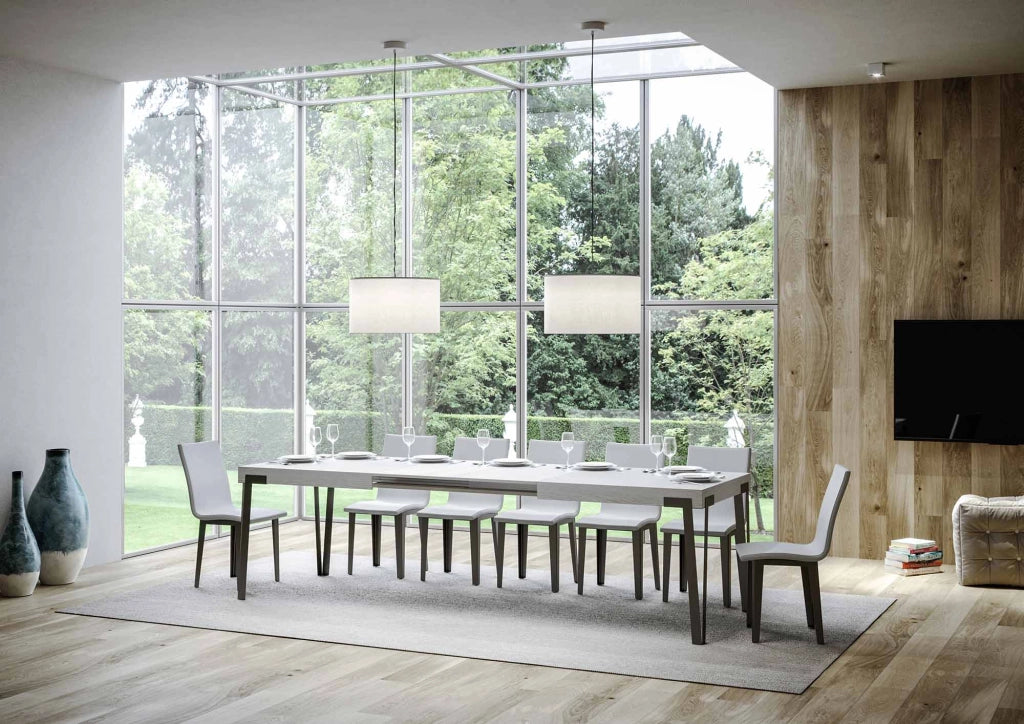 Tavolo Allungabile 200-304x90x77 cm Rio Bianco Frassino Telaio Antracite