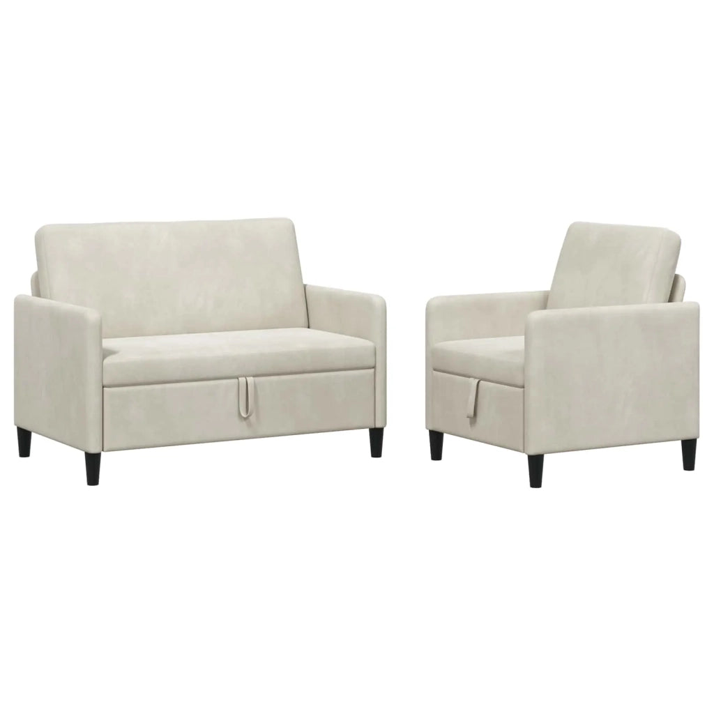 Set di Divani con Storage 2 pz Crema Poliestere 3429170