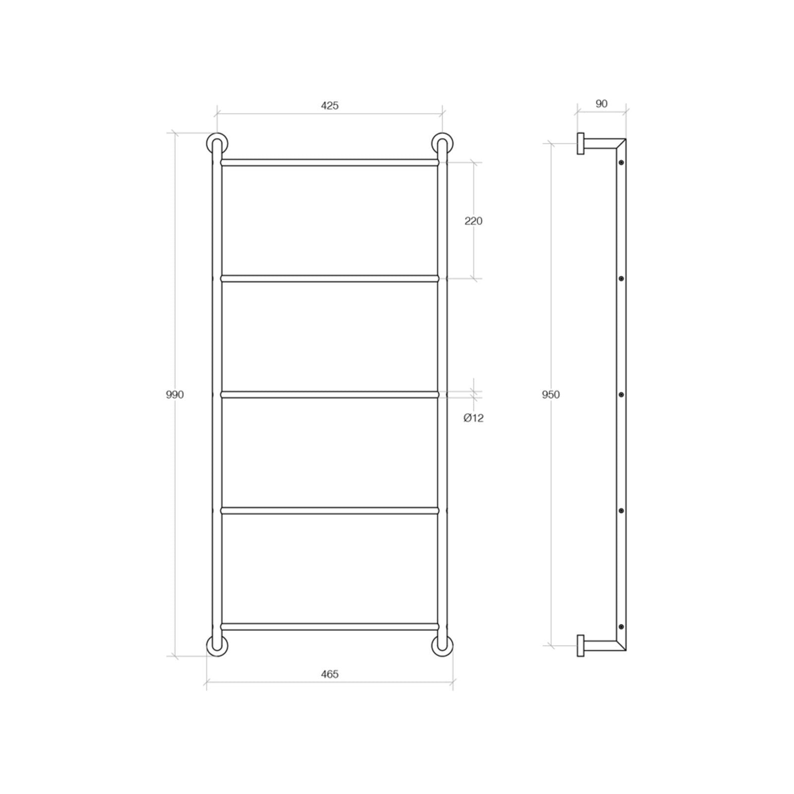 Lineabeta - Scaletta Porta asciugamani a muro Baketo in ottone verniciato nero