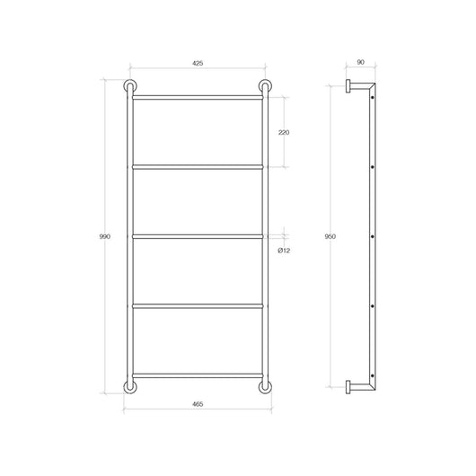 Lineabeta - Scaletta Porta asciugamani a muro Baketo in ottone verniciato nero