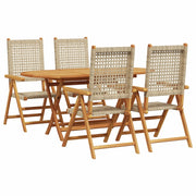 Set da Pranzo per Giardino 5 pcs Beige Legno di Acacia Massello 3375734