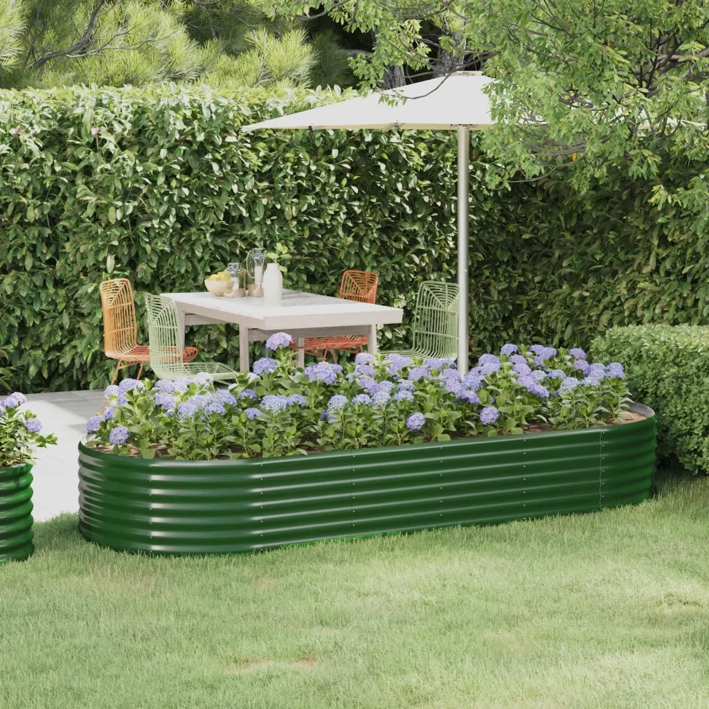 Fioriere | Cassetta per fiori | Letto Giardino Acciaio Zincato 249x100x36 cm Verde