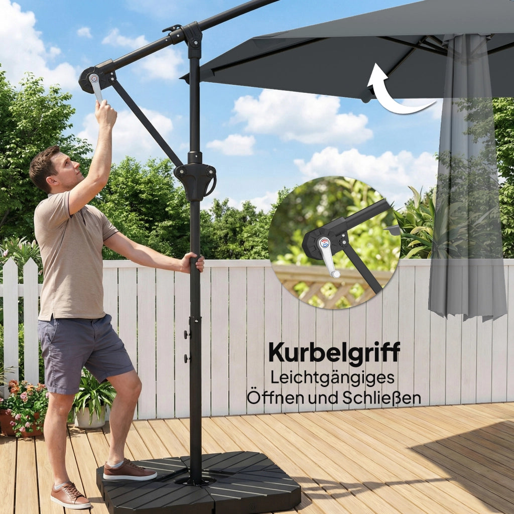 Ombrellone da Giardino ¨C zephmum ¨C Grigio Scuro ?300 cm
