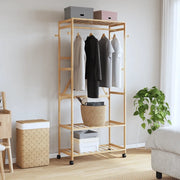 Appendiabiti con Ripiani e Ruote 90x40x179,5 cm in Bamb¨´ CFW3342270