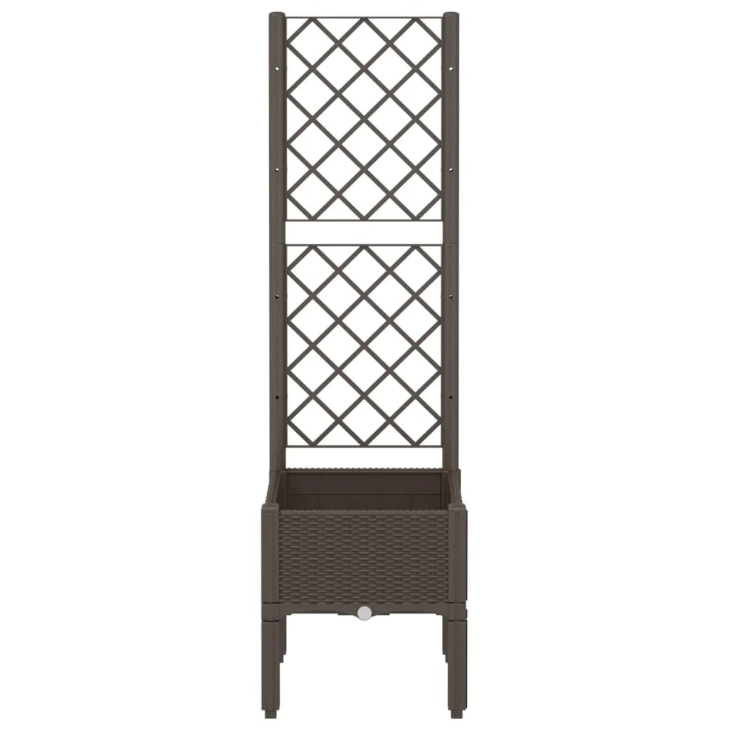 Fioriera rialzata per piante fiori terrazza giardino con traliccio 40 x 40 x 142 cm PP marrone 02_0038292