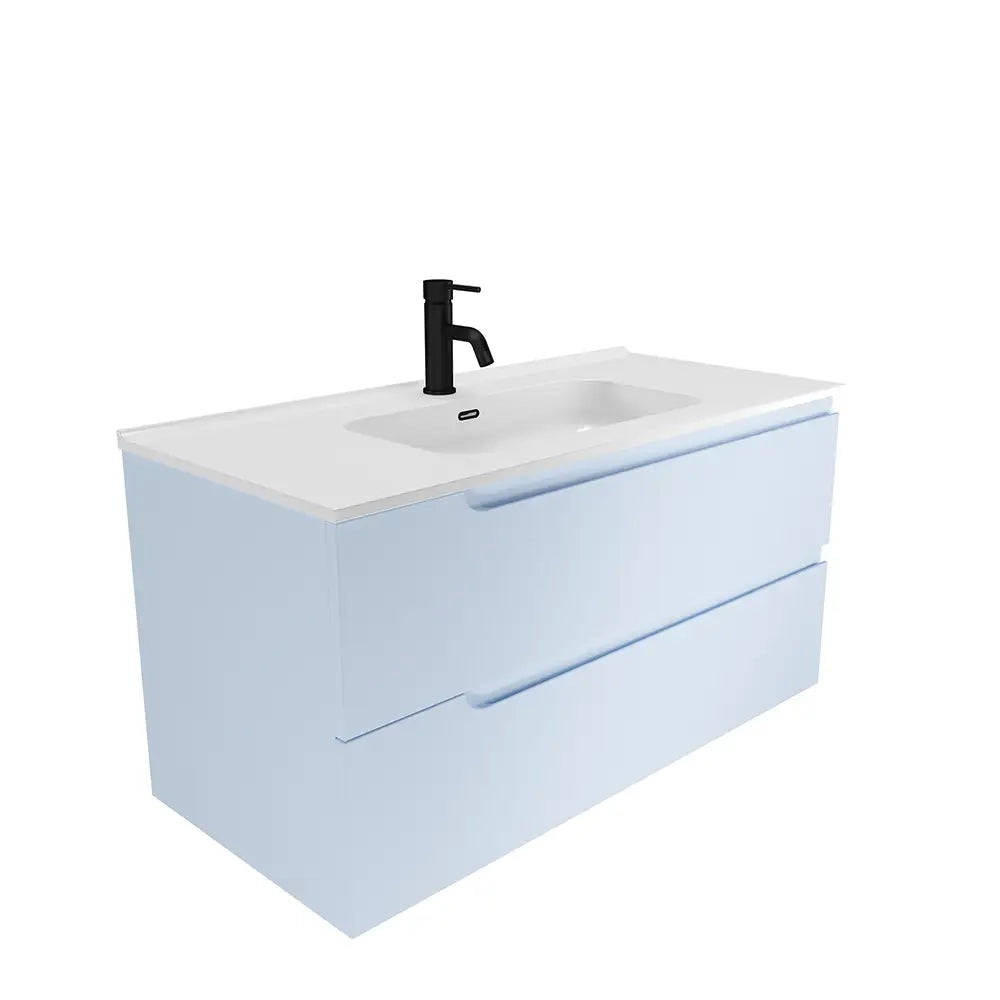 Mobile bagno sospeso 120 cm due cassetti color carta da zucchero con lavabo  | Moor