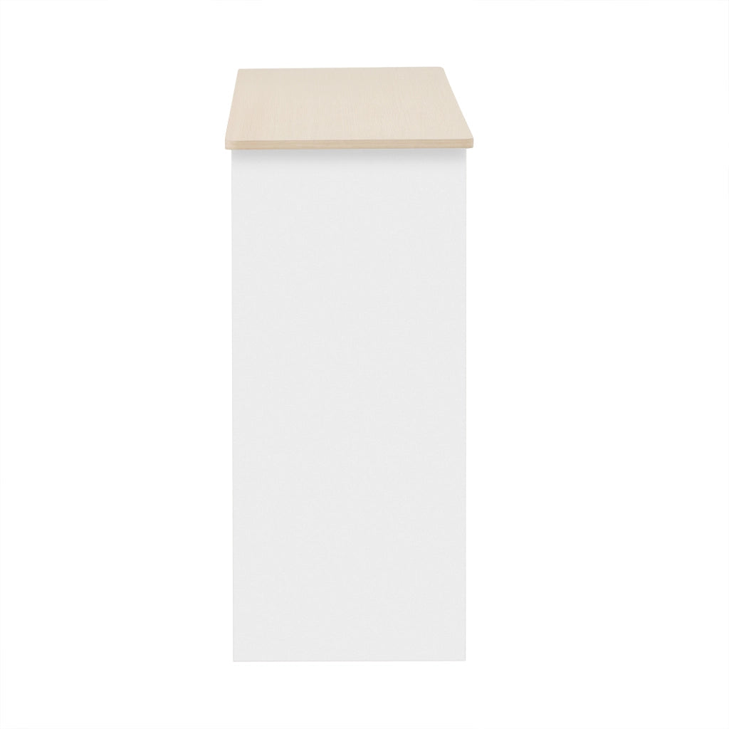 Credenza con 4 ante e 2 cassetti; ripiani regolabili; stile country; in MDF; 120×37×80 cm; bianco e legno