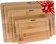 Set di Taglieri in Bambù - Taglieri in Legno in 3 Dimensioni - Per Carne Formaggio Verdure - Piatto di Legno con Manico